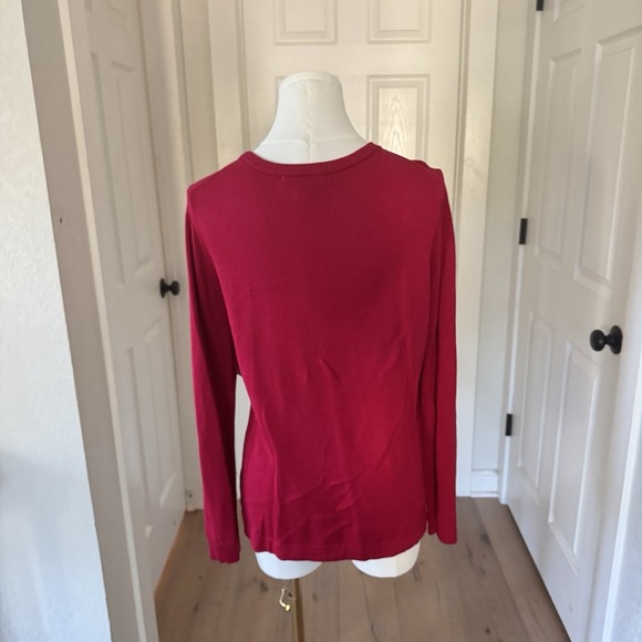 NWT $99 Coldwater Creek Red Silk Beaded Velvet Cardigan Sweater Sz S Holiday - Picture 5 of 9